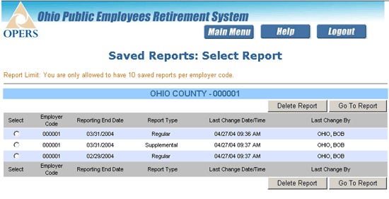 saved report list