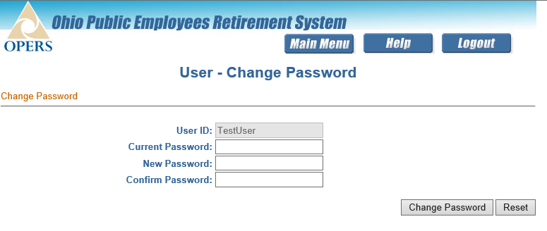 Change Password Screen