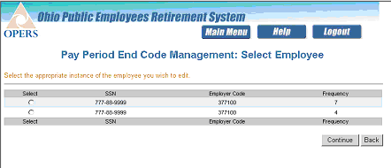 PPE Code Management: Select Employee